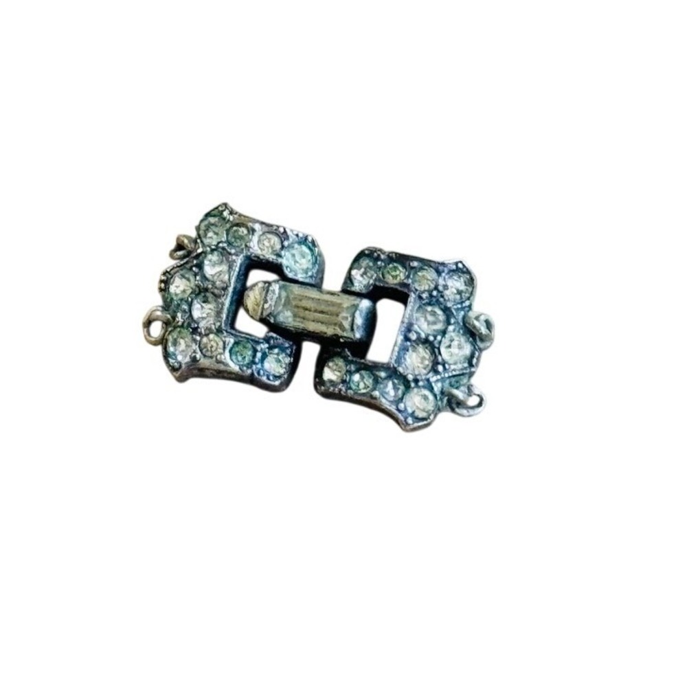 Alfred Philippe Trifari Rhinestone Necklace Clasp Only 925 Sterling Silver VTG